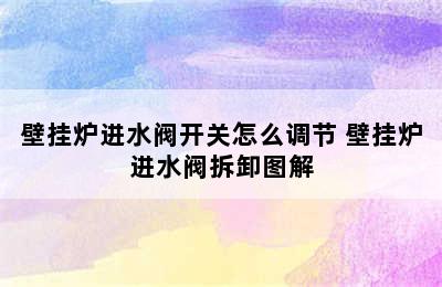 壁挂炉进水阀开关怎么调节 壁挂炉进水阀拆卸图解